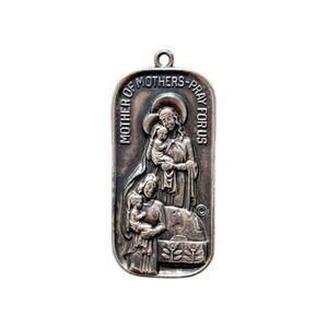 Mother of Mothers Pray For Us Vintage Catholic Medal Sacred Heart Rectangular
